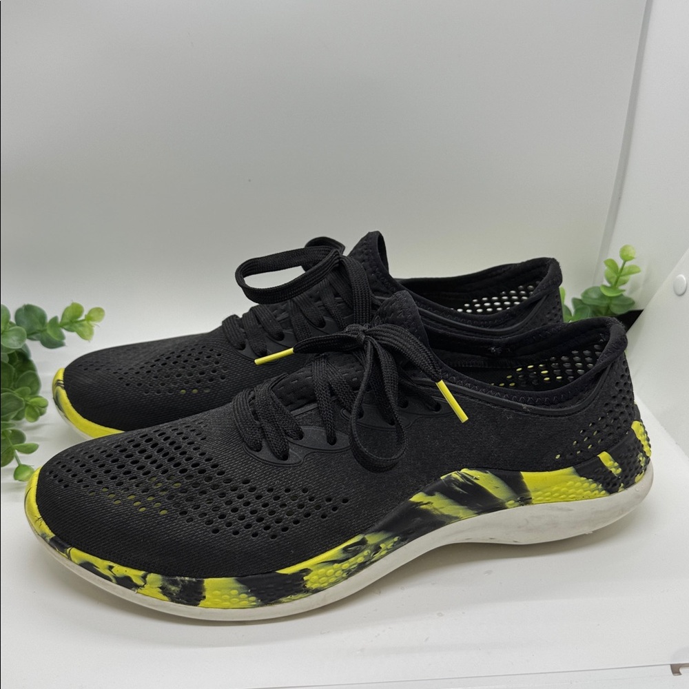 Crocs Lite Ride 360 Marbled Pacer Black Yellow Sneakers -Men's Size 9